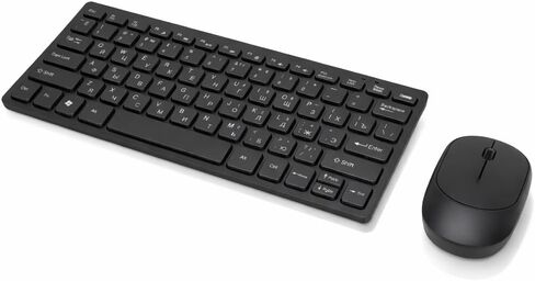 Yoidesu Wireless Russian Keyboard and Mouse Combo 78 Key Slim 2.4G Set with Silent Mouse and USB Receiver for PC Laptop Home Office Use, Mini Wireless Keyboard and in Kuwait