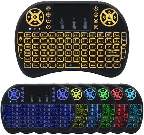 Mini Wireless Keyboard with Touchpad & Backlit, 2.4G Portable Handheld Keyboard with Multimedia Shortcuts, Silent Battery Powered Keyboard (Battery Not Included) for Smart TV Android Box PC Laptop in Kuwait