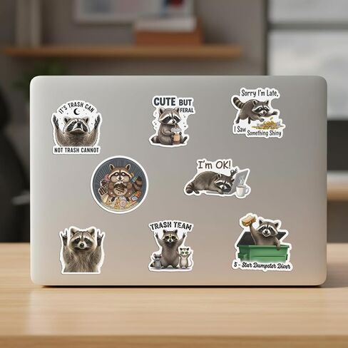 20 PCS Funny Raccoon Stickers Pack Trash Panda Meme Sarcastic Quotes Waterproof Vinyl Decals Adult Humor Laptop Water Bottle Phone Case Office Gift Animal Lover Possum Opossum Cute in Kuwait