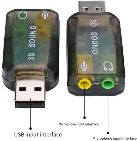 External USB Sound Card 3D Audio Headset Microphone Adapter for PC Desktop Support for Three-Dimensional Sound in Kuwait