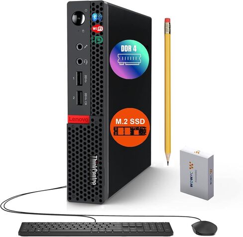 Lenovo Micro Desktop PC, AMD Processor, 8GB DDR4 RAM, 256GB SSD Drive, Dual Display Ports, Wi-Fi, Bluetooth, USB, RJ-45, Quiet, Compact & Energy-Efficient Thin Client Design in Kuwait