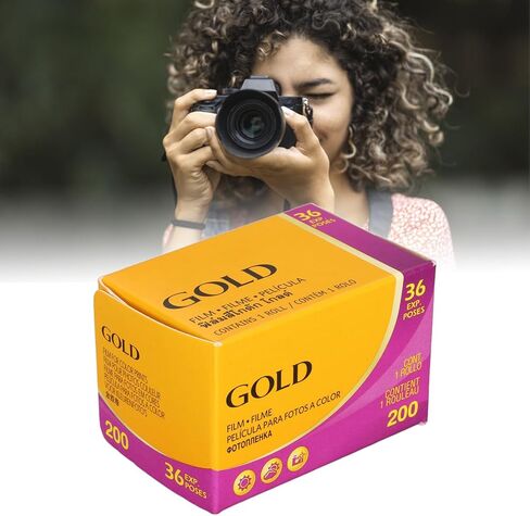 Gold 200 Color Negative Film, Professional ISO 200 35mm 36 Exposures Color Negative Film for Kodak Cameras, High Clarity and Resolution Small and Compact, Easy to Store and Carry in Kuwait