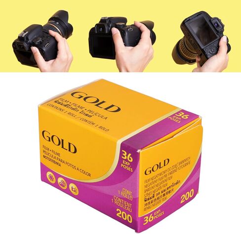 Gold 200 Color Negative Film, Professional ISO 200 35mm 36 Exposures Color Negative Film for Kodak Cameras, High Clarity and Resolution Small and Compact, Easy to Store and Carry in Kuwait