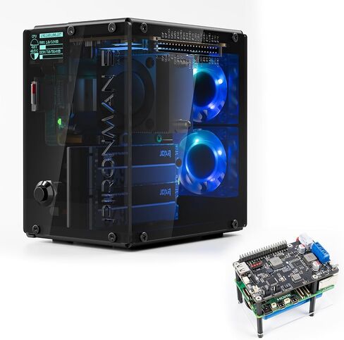 حافظة الكمبيوتر Pironman 5-MAX Dual NVMe M.2 مع مزود الطاقة PiPower 5 5V/5A UPS in Kuwait