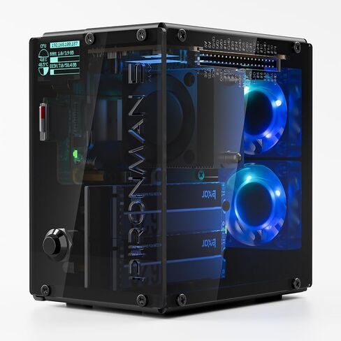 حافظة الكمبيوتر Pironman 5-MAX Dual NVMe M.2 مع مزود الطاقة PiPower 5 5V/5A UPS in Kuwait