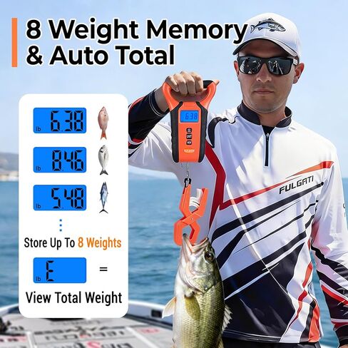 Fish Scale Floating Waterproof Digital Fishing Scale with Lip Grip, Replaceable Hook, LCD Display, 110lb Capacity, Auto Hold, Multiple Units(LB/OZ/KG), Included Measuring Tape – Ideal for Anglers in Kuwait
