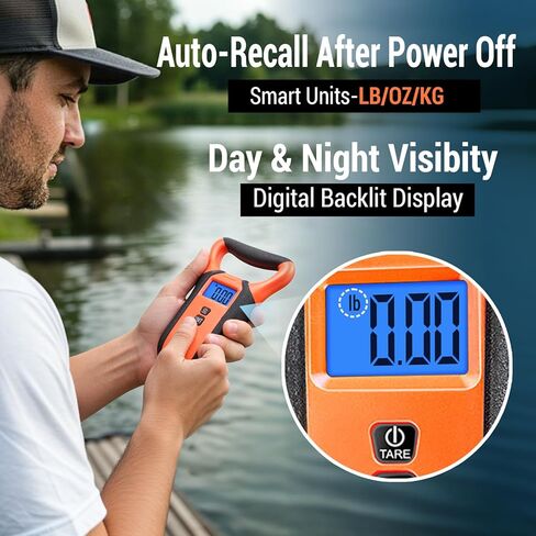 Fish Scale Floating Waterproof Digital Fishing Scale with Lip Grip, Replaceable Hook, LCD Display, 110lb Capacity, Auto Hold, Multiple Units(LB/OZ/KG), Included Measuring Tape – Ideal for Anglers in Kuwait