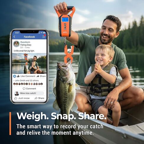Fish Scale Floating Waterproof Digital Fishing Scale with Lip Grip, Replaceable Hook, LCD Display, 110lb Capacity, Auto Hold, Multiple Units(LB/OZ/KG), Included Measuring Tape – Ideal for Anglers in Kuwait