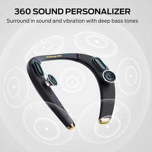 مكبر صوت Monster Boomerang صغير الرقبة، مكبر صوت بلوتوث لاسلكي، صوت ستيريو ثلاثي الأبعاد عالي الدقة aptX، زمن استجابة منخفض، ميكروفون مدمج، وقت تشغيل 15 ساعة، مكبر صوت مقاوم للماء IPX6 للمنزل في الهواء الطلق in Kuwait