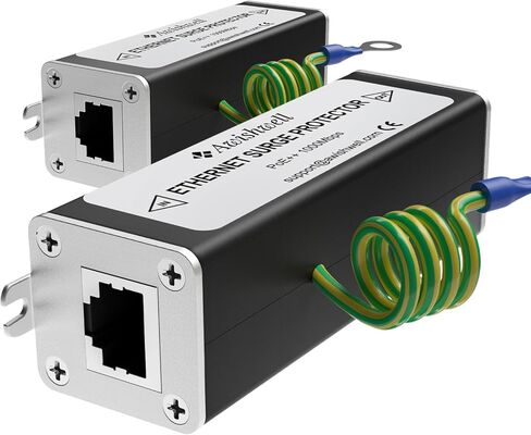 20KA Ethernet Surge Protector Gigabit, 2 Pack PoE++ RJ45 Lightning Arrestor | Awishwell CAT5/CAT6 Network Thunder Protector with Transformer, Mounting Flange, GDT Metal Shielded LAN Surge Protection in Saudi Arabia