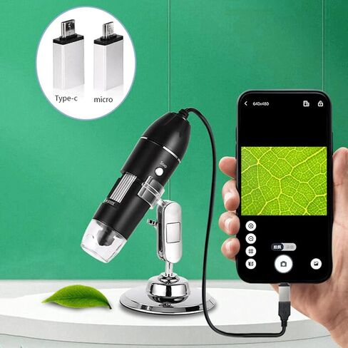مجهر رقمي لاسلكي، تكبير 500X 1000X 1600X مجاهر محمولة مع حامل قابل للتعديل وكاميرا مجهر USB عالية الدقة متوافقة مع أجهزة iPhone Android iPad Windows Mac Computer in Kuwait