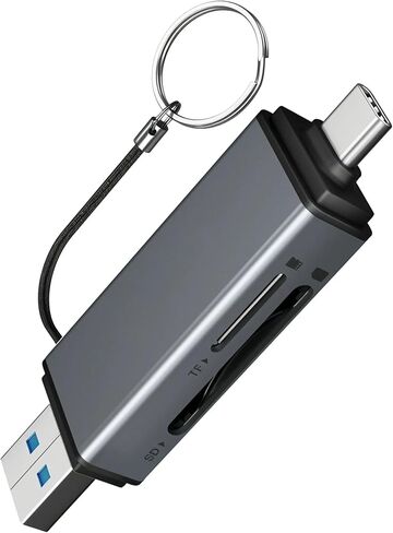 قارئ بطاقة SD، محول بطاقة ذاكرة USB C إلى SD Micro SD بفتحة مزدوجة متوافق مع iPhone 15 Pro/Max، MacBook Pro/Air 2023، iPad Pro، iMac، S23، XPS 17، Surface Book 3 والمزيد in Kuwait