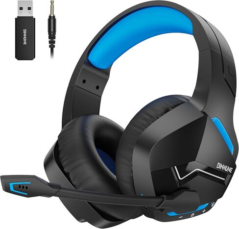 BINNUNE Wireless Gaming Headset for PS5 PC, 120H Ultra-Long Battery, 2.4GHz & Bluetooth 5.3 Wireless Headphones with Noise Canceling Mic, 50mm Drivers, Comfort Over Ear Headphones, Black in Saudi Arabia