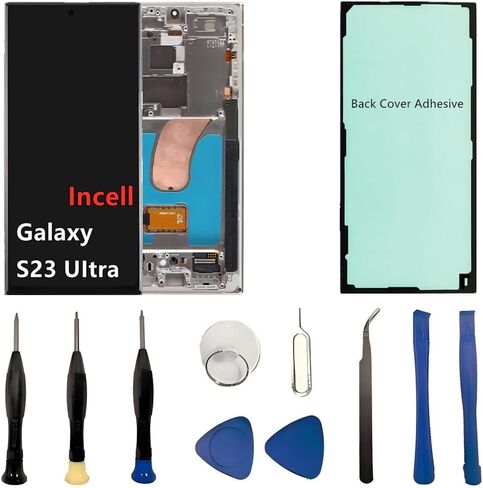 INCELL for Samsung Galaxy S23 Ultra Screen Replacement S23Ultra 5G LCD Display SM-S918U SM-S918U1 Display Touch Screen Assembly No Fingerprint. (with Black Frame+Back Cover Adhesive+Tools) in Saudi Arabia
