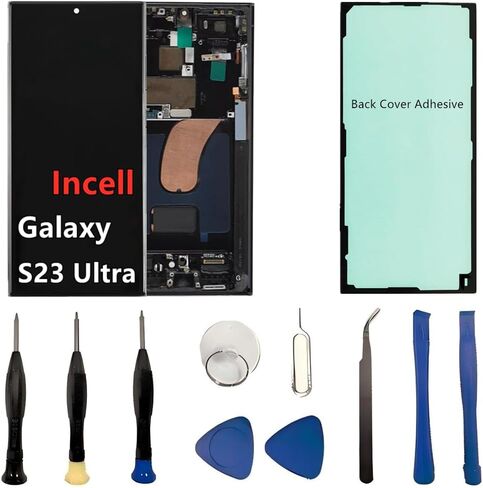 INCELL for Samsung Galaxy S23 Ultra Screen Replacement S23Ultra 5G LCD Display SM-S918U SM-S918U1 Display Touch Screen Assembly No Fingerprint. (with Black Frame+Back Cover Adhesive+Tools) in Saudi Arabia