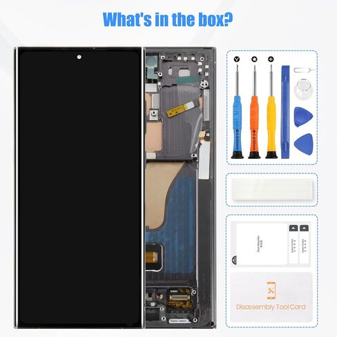 استبدال شاشة Samsung Galaxy S23 Ultra AMOLED مع إطار - مجموعة عرض كاملة ومجموعة أدوات كاملة - تصميم منطقة عرض زوايا مستديرة (إصدار أمريكي أسود) in Kuwait