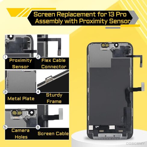 [OLED] استبدال شاشة لهاتف iPhone 13 Pro 6.1 بوصة محول رقمي للشاشة الأمامية ومستشعر القرب OLED 3D Touch طقم أدوات إصلاح التجميع الكامل A2638 A2483 A2636 A2639 A2640 in Kuwait