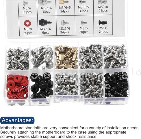 228 Pcs PC Computer Screws Standoffs Set Kit, for Hard Drive Case Motherboard Fan Power Graphics in Kuwait