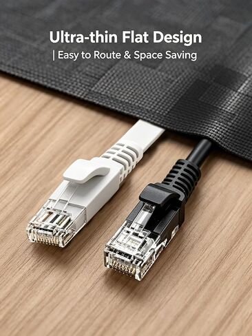 كابل إيثرنت Cat 6 بطول 50 قدم، سلك شبكة RJ45 LAN مسطح بسرعة 10 جيجابت في الثانية، سلك إنترنت عالي السرعة لجهاز بث وحدة تحكم ألعاب الكمبيوتر بمودم راوتر - أبيض in Kuwait
