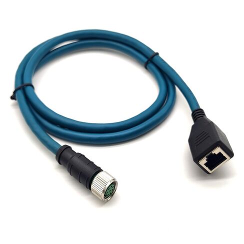M12 8 Pin A Code Female to RJ45 Female High Flex Cat6 Industrial Ethernet PVC Cable 1M in Kuwait