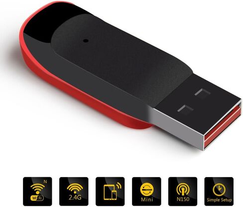 محول لاسلكي USB بسرعة 150 ميجابت في الثانية بطاقة شبكة 2.4G دونجل واي فاي لسطح المكتب والكمبيوتر المحمول والكمبيوتر الشخصي 802.11b/g/n يدعم نظام التشغيل Windows Mac in Kuwait