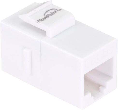 NavePoint CAT5E Keystone Coupler, Female RJ45(8x8), Snap-in, Thermoplastic, White, 50-Pack in Kuwait