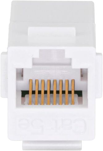 NavePoint CAT5E Keystone Coupler, Female RJ45(8x8), Snap-in, Thermoplastic, White, 50-Pack in Kuwait