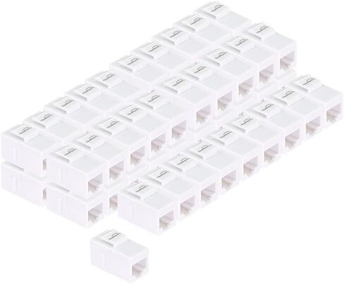 NavePoint CAT5E Keystone Coupler, Female RJ45(8x8), Snap-in, Thermoplastic, White, 50-Pack in Kuwait