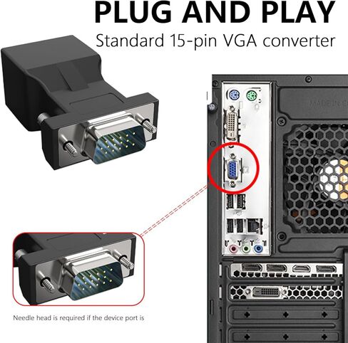 محول تمديد VGA إلى RJ45، ناقل الحركة، موسع إلى محول RJ45 لمحول ABS متعدد الاستخدام in Kuwait