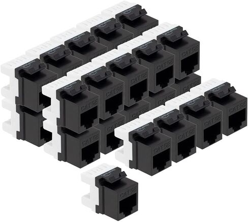 وصلة ربط NavePoint CAT5E Keystone، أنثى RJ45(8x8)، أداة إضافية، لدن بالحرارة، أسود، 25 حزمة in Kuwait