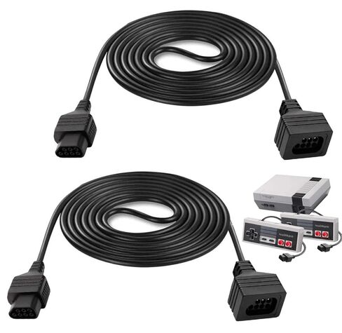 كابلات تمديد 7P لوحدة تحكم Nintendo NES الكلاسيكية، 2 حزمة من أسلاك تمديد 6FT لملحقات وحدة تحكم ألعاب Nintendo NES الأصلية (1985) in Kuwait