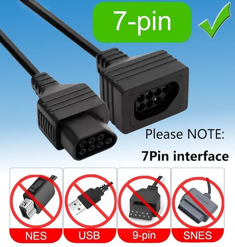 كابلات تمديد 7P لوحدة تحكم Nintendo NES الكلاسيكية، 2 حزمة من أسلاك تمديد 6FT لملحقات وحدة تحكم ألعاب Nintendo NES الأصلية (1985) in Kuwait