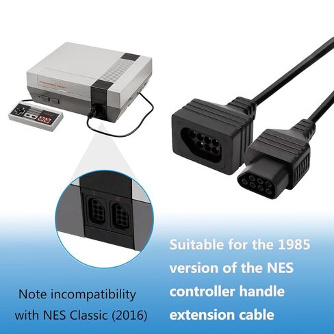 كابلات تمديد 7P لوحدة تحكم Nintendo NES الكلاسيكية، 2 حزمة من أسلاك تمديد 6FT لملحقات وحدة تحكم ألعاب Nintendo NES الأصلية (1985) in Kuwait
