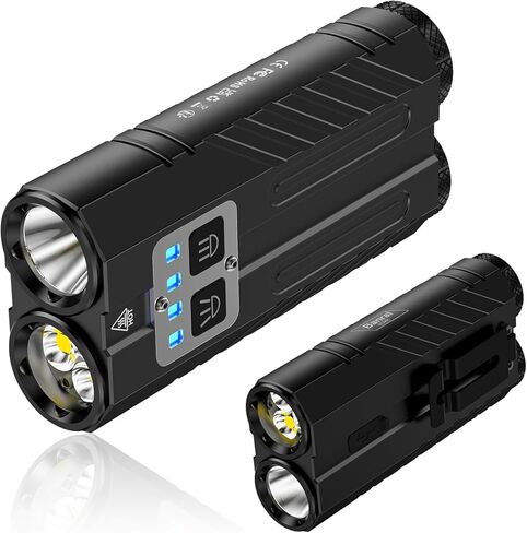 Banral Powerful Small Flashlight Rechargeable, 3100 High Lumens Flat Tactical Flashlights, Compact Spot/Flood Pocket Flash Light for Car, Emergency, Home, Camping, 1Pack in Saudi Arabia