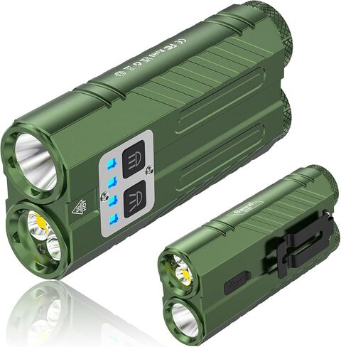 Banral Powerful Small Flashlight Rechargeable, 3100 High Lumens Flat Tactical Flashlights, Compact Spot/Flood Pocket Flash Light for Car, Emergency, Home, Camping, 1Pack in Saudi Arabia