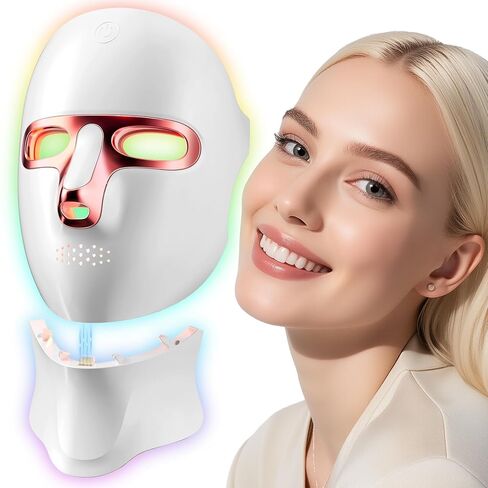 Red Light Therapy for Face LED Face Mask Light Therapy with Neck Device,Cordless 120 LED, USB Rechargeable,Red Mask for Home Working Travel Yoga Sleep in Saudi Arabia