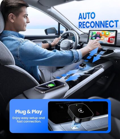 محول CarPlay اللاسلكي من Teeran لهاتف iPhone (ترقية 2026)، توصيل وتشغيل صغير للسيارات مع Apple CarPlay سلكي من المصنع، اتصال سريع ومستقر، إعداد سهل، توافق واسع للمركبات (أسود) in Kuwait