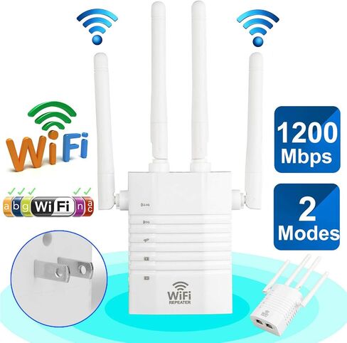 2021 WiFi Extender - Wireless Signal Repeater Booster up to 3000 sq.ft - 1200Mbps Wall-Through Strong WiFi-Dual Band 2.4G and 5G - 4 Antennas 360° Full Coverage-1… in Kuwait