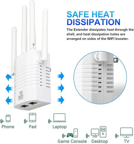 2021 WiFi Extender - Wireless Signal Repeater Booster up to 3000 sq.ft - 1200Mbps Wall-Through Strong WiFi-Dual Band 2.4G and 5G - 4 Antennas 360° Full Coverage-1… in Kuwait
