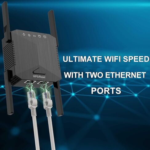 WiFi Extender Signal Booster with Ethernet Port WiFi Repeater Covers up to 3000 sq.ft and 30+ Devices, 1-Tap Setup, Supports Access Point, Alexa Compatible Home WiFi Range Extender in Kuwait