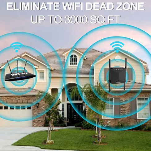 WiFi Extender Signal Booster with Ethernet Port WiFi Repeater Covers up to 3000 sq.ft and 30+ Devices, 1-Tap Setup, Supports Access Point, Alexa Compatible Home WiFi Range Extender in Kuwait