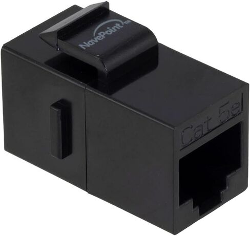 NavePoint CAT5E Keystone Coupler, Female RJ45(8x8), Snap-in, Thermoplastic, Black, 50-Pack in Kuwait