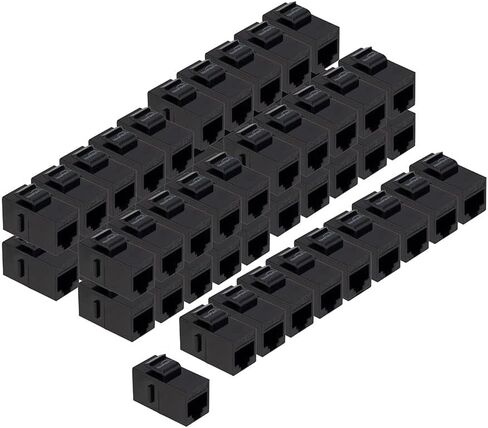 NavePoint CAT5E Keystone Coupler, Female RJ45(8x8), Snap-in, Thermoplastic, Black, 50-Pack in Kuwait