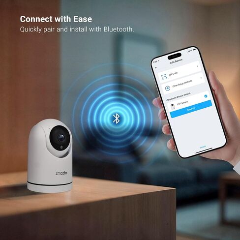 كاميرا أمان لاسلكية Zmodo تدور 360 درجة، دقة 1080 بكسل عالية الدقة، كشف الذكاء الاصطناعي الذكي، رؤية ليلية، صوت ثنائي الاتجاه، واي فاي 2.4/5 جيجا هرتز (1) in Kuwait