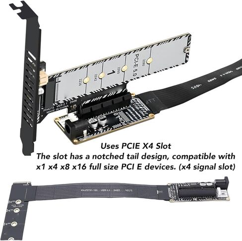 M.2 M Key to PCIe X4 Adapter, Supports PCIe 4.0 3.0 2.0 with Ultra Thin 0.3mm FPC, Compatible with NVMe SSDs GPU Enclosures for DIY Computer Upgrades in Kuwait