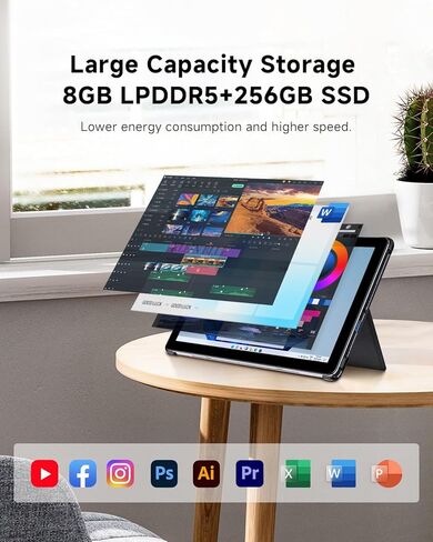 تابلت CHUWI Hi10 X2 Windows مع لوحة مفاتيح 10.1 بوصة، انتل كور i3، 8 جيجا رام 256 جيجا اس اس دي، 2 في 1 كمبيوتر لوحي، 4K مايكرو HDMI، واي فاي 6، BT 5.3، USB 3.2 in Kuwait