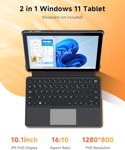 تابلت CHUWI Hi10 X2 Windows مع لوحة مفاتيح 10.1 بوصة، انتل كور i3، 8 جيجا رام 256 جيجا اس اس دي، 2 في 1 كمبيوتر لوحي، 4K مايكرو HDMI، واي فاي 6، BT 5.3، USB 3.2 in Kuwait