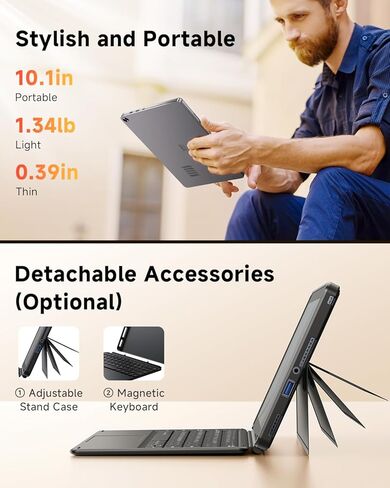 تابلت CHUWI Hi10 X2 Windows مع لوحة مفاتيح 10.1 بوصة، انتل كور i3، 8 جيجا رام 256 جيجا اس اس دي، 2 في 1 كمبيوتر لوحي، 4K مايكرو HDMI، واي فاي 6، BT 5.3، USB 3.2 in Kuwait