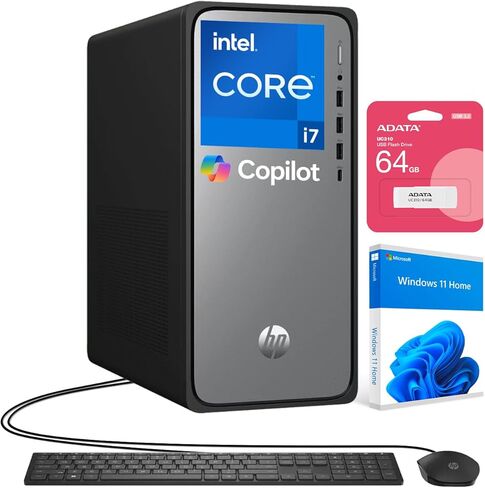 HP Omnidesk (Envy Next Brand) M02 AI Copilot Business Tower Desktop, Core i7-14700, 64GB DDR5, 4TB SSD, Wired KB & Mouse, Wi-Fi 6, Bluetooth, W11H, Bundle with ADATA 64GB USB Flash Drive in Kuwait