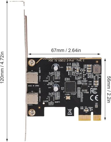 بطاقة Fabater Type C PCIe لسطح المكتب، نقل بيانات بسرعة 5 جيجابت في الثانية مع شريحة ASM1042 بطاقة توسيع من النوع C عالية السرعة، منافذ USB مزدوجة مع قرص مضغوط للكمبيوتر المكتبي OS X in Kuwait